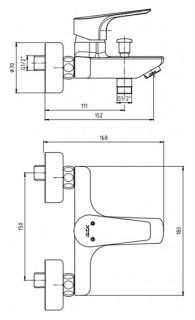 Смеситель для ванны E.C.A. Niobe 102102482EX хром